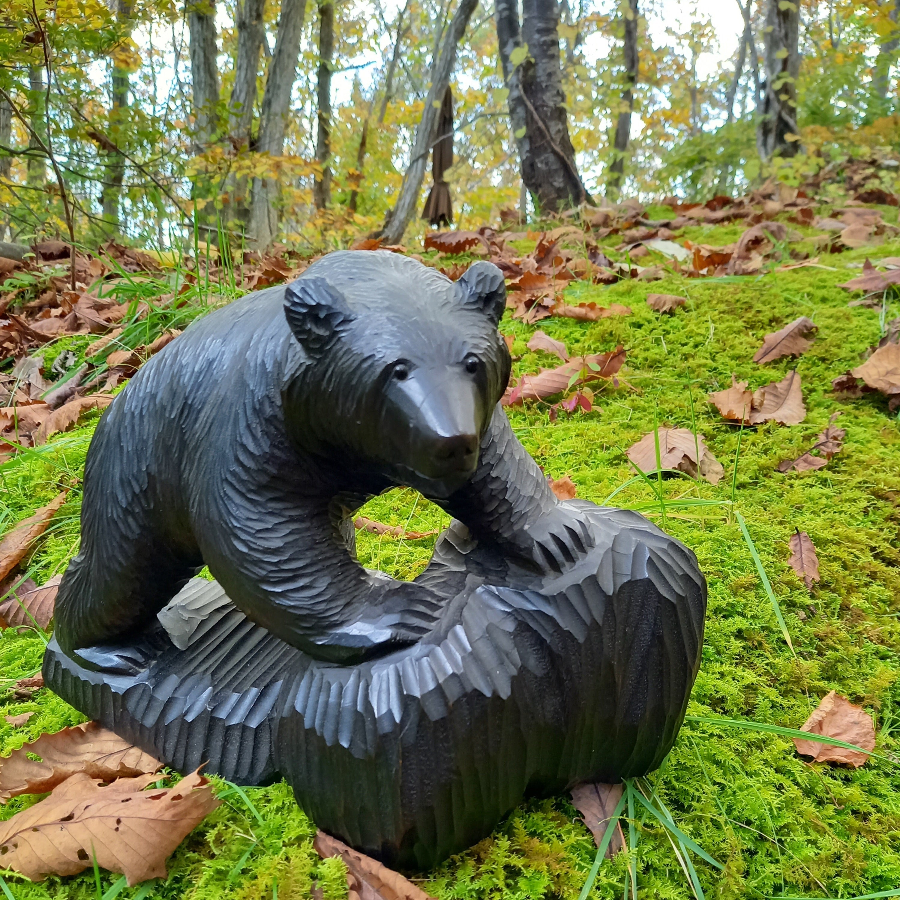 木彫り熊 プーさん 北海道 オリジナル 一点物 ラベンダー 民芸品 芸術 ...